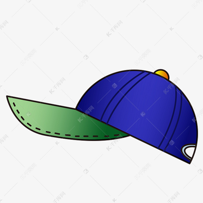 一顶蓝色的卡通棒球帽素材图片免费下载_高清psd