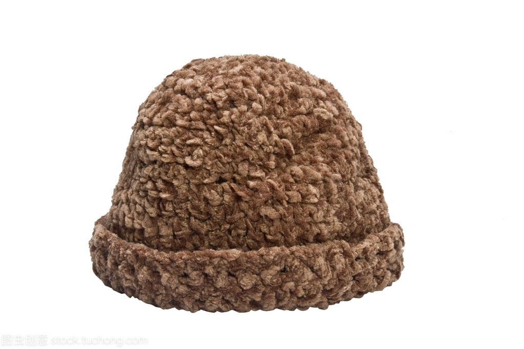 棕色羊毛针织帽